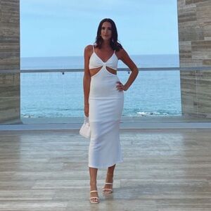 White Cut-Out Midi Dress